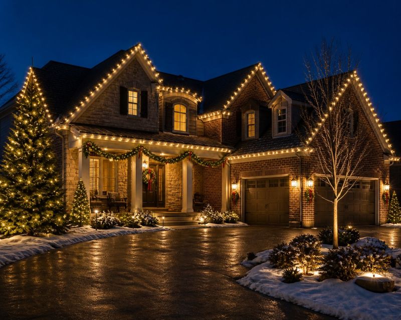 Christmas Lights Hanging in Overland Park, KS