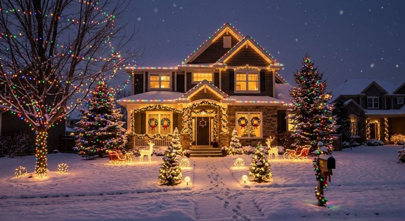 Holiday Lights Hanging in Kansas City, KS
