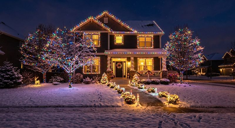 Holiday Lights Hanging in Olathe, KS